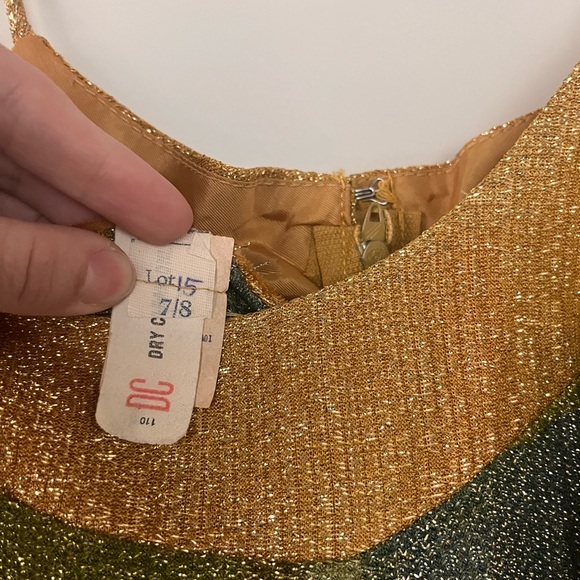 Sheer 70’s Vintage Gold Floral 2-piece Dress - Picture 12 of 12